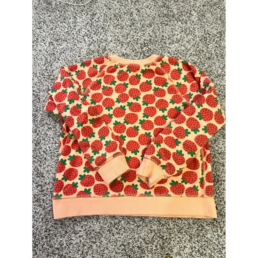 Hanna Andersson Girls 140/10 Peach Strawberry Print French Terry Sweatshirt